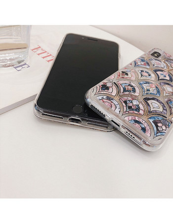 Scaly Vintage Floral Liquid Phone Case за Iphone 11 12 13 14 Pro Max Case Gold Quicksand Tpu Case за Iphone Xr Xs Max 7 Plus