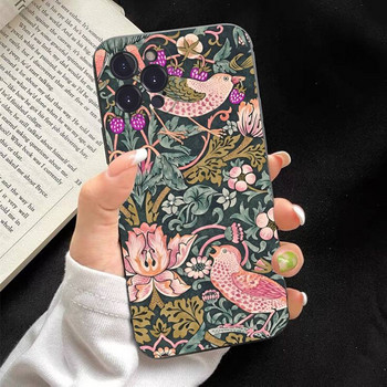 Θήκη τηλεφώνου William Morris Strawberry Thief Design Silicone Soft για iphone 14 13 12 11 Pro Mini XS MAX 8 7 6 Plus XS XR Cover