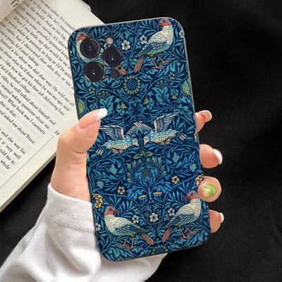 Калъф за телефон с дизайн на William Morris Strawberry Thief, мек силикон за iphone 14 13 12 11 Pro Mini XS MAX 8 7 6 Plus X XS XR Cover