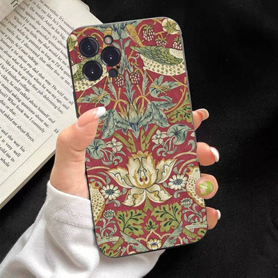 Калъф за телефон с дизайн на William Morris Strawberry Thief, мек силикон за iphone 14 13 12 11 Pro Mini XS MAX 8 7 6 Plus X XS XR Cover