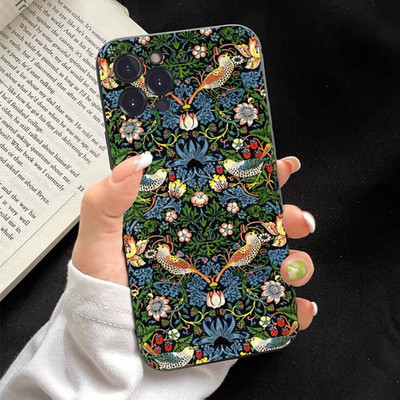 Калъф за телефон с дизайн на William Morris Strawberry Thief, мек силикон за iphone 14 13 12 11 Pro Mini XS MAX 8 7 6 Plus X XS XR Cover