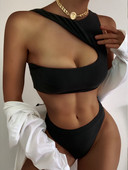 Zrtak Hollow Out Μαγιό Bandeau Μπικίνι Σέξι Γυναικεία Μπικίνι στη μέση της μέσης Μαύρο μαγιό Καλοκαιρινό Μπικίνι Μασίφ