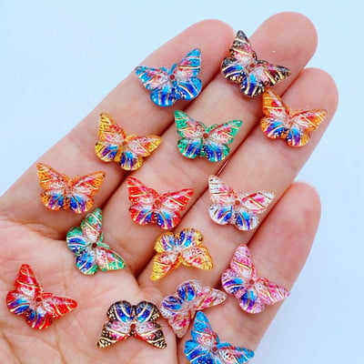 50 бр. Kawaii Cartoon Butterfly Nail Rhinestones Gems Glitter Acrylic Nail Art Бижута Маникюр Аксесоари за декорация на нокти