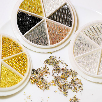 Μίνι μικρές χάντρες από ανοξείδωτο ατσάλι Νύχια διακοσμήσεις τέχνης Gun Grey Rose Gold Caviar 3D Micro Ball Nail Art Charm
