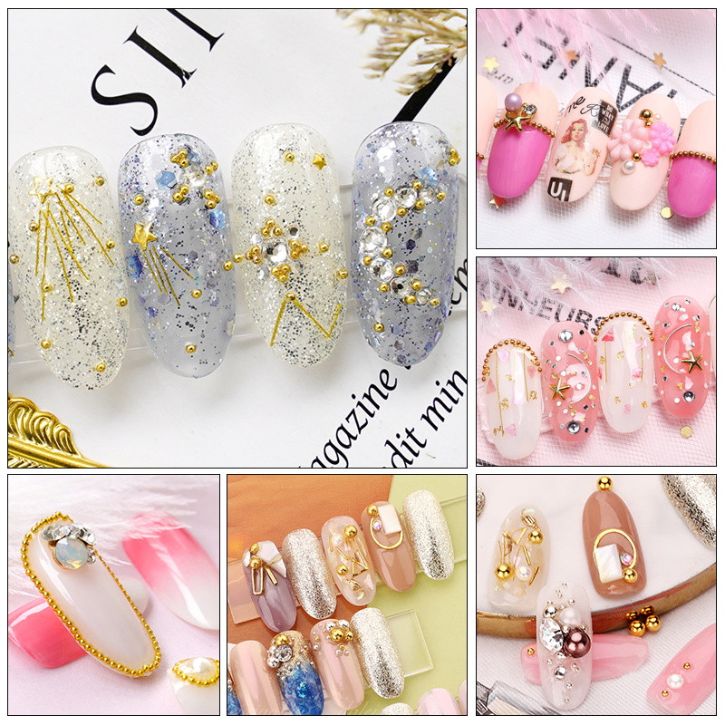 Mini male perle od nehrđajućeg čelika Nail Art Decorations Gun Grey Rose Gold Caviar 3D Micro Ball Nail Art Charm