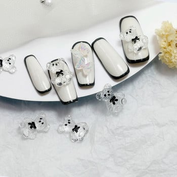 10 τμχ/Παρτίδα 3D Nail Art Charms Clear Resin Jelly Bear Διακοσμητικά νυχιών DIY Decor Nails Decor Πολυτελή Σχέδιο αξεσουάρ νυχιών 2022