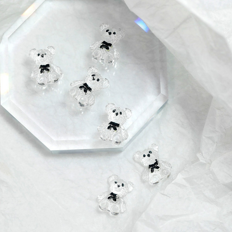 10 τμχ/Παρτίδα 3D Nail Art Charms Clear Resin Jelly Bear Διακοσμητικά νυχιών DIY Decor Nails Decor Πολυτελή Σχέδιο αξεσουάρ νυχιών 2022
