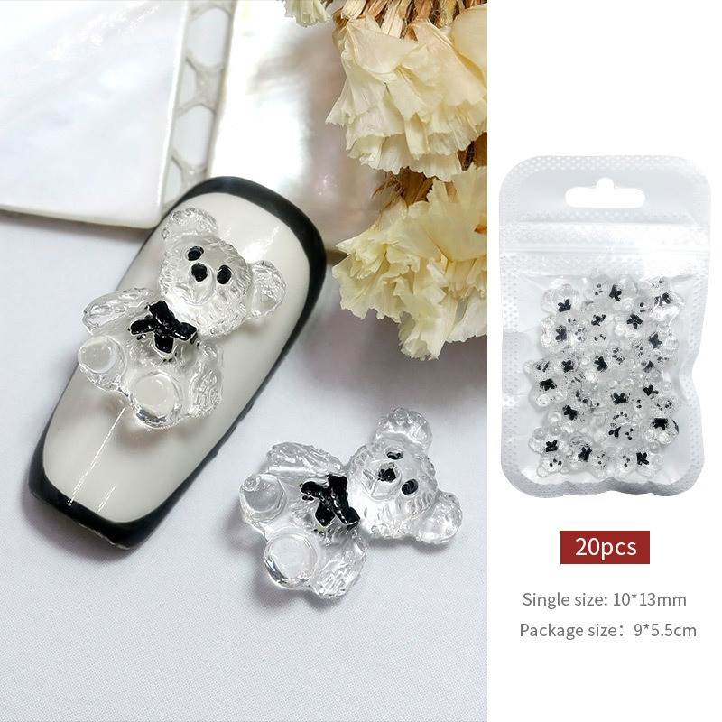 10 τμχ/Παρτίδα 3D Nail Art Charms Clear Resin Jelly Bear Διακοσμητικά νυχιών DIY Decor Nails Decor Πολυτελή Σχέδιο αξεσουάρ νυχιών 2022