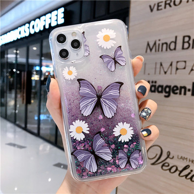 Butterfly quicksand meke telefonske maske za iphone 11 pro maska svjetlucavo ljubavno srce tekućina 12 13 maska 14 iphone 8 7 Plus xs max xr x