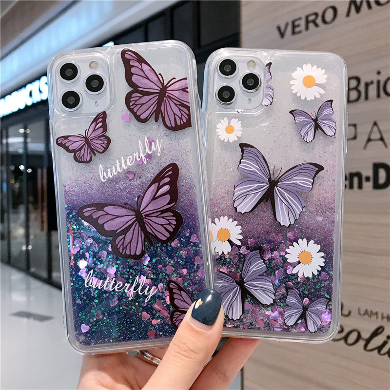 Butterfly quicksand meke telefonske maske za iphone 11 pro maska svjetlucavo ljubavno srce tekućina 12 13 maska 14 iphone 8 7 Plus xs max xr x