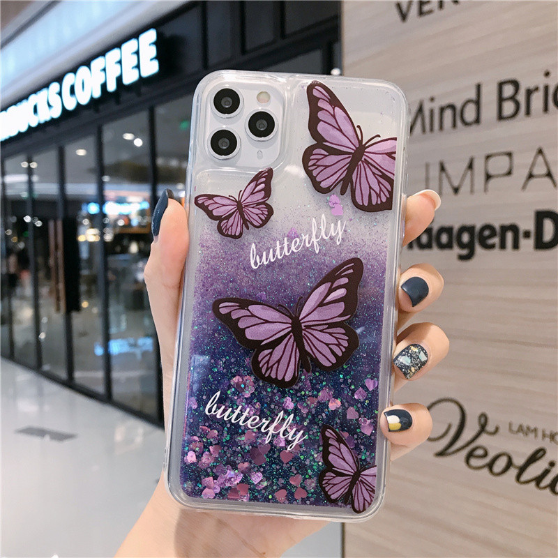 Butterfly quicksand meke telefonske maske za iphone 11 pro maska svjetlucavo ljubavno srce tekućina 12 13 maska 14 iphone 8 7 Plus xs max xr x