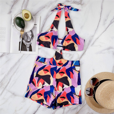 Naujas seksualus, spalvingas, spausdintas, vientisas maudymosi kostiumėlis, moteriškas maudymosi kostiumėlis, moteriškas iškirptas Monokini maudymosi kostiumėlis V2807B