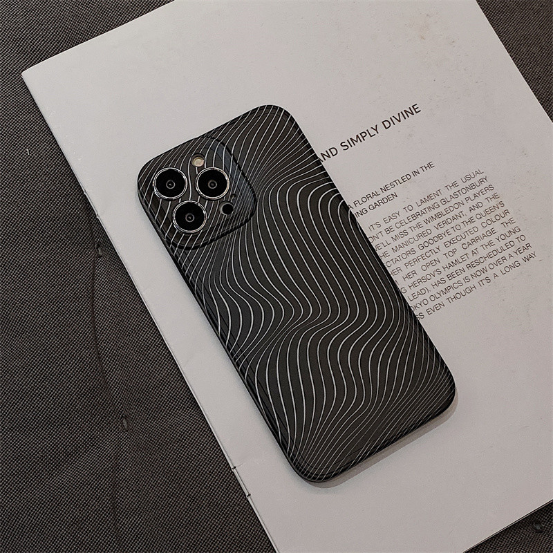 Umjetnička telefonska maska s apstraktnim linijama za iPhone 11 12 13 Pro MAX Xs Xr X 14 coque zaštita okvira mekana silikonska stražnja maska temeljno crna