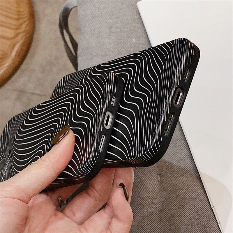 Umjetnička telefonska maska s apstraktnim linijama za iPhone 11 12 13 Pro MAX Xs Xr X 14 coque zaštita okvira mekana silikonska stražnja maska temeljno crna