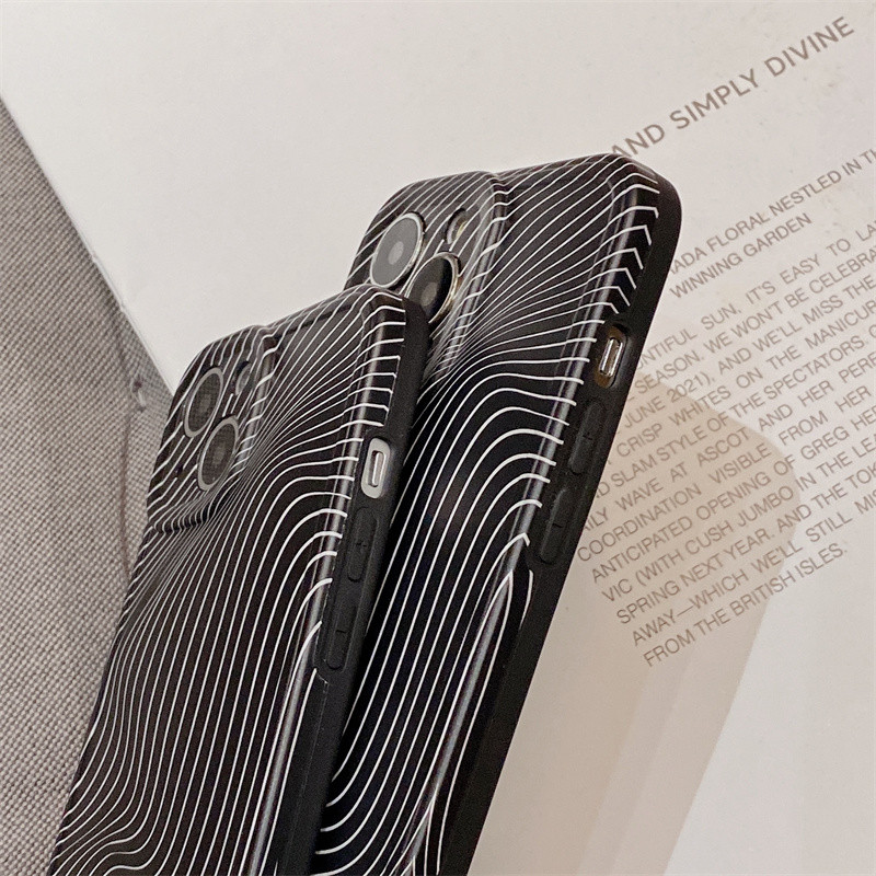 Umjetnička telefonska maska s apstraktnim linijama za iPhone 11 12 13 Pro MAX Xs Xr X 14 coque zaštita okvira mekana silikonska stražnja maska temeljno crna