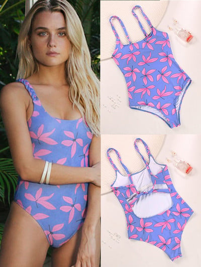 Zrtak Virágmintás Strandruhák Női Fürdőruha Hollow Out Női fürdőruha Szexi Body Halter One Piece Suits 2022 Fürdőruha
