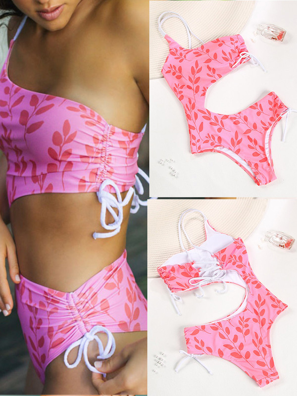 Zrtak Virágmintás Strandruhák Női Fürdőruha Hollow Out Női fürdőruha Szexi Body Halter One Piece Suits 2022 Fürdőruha