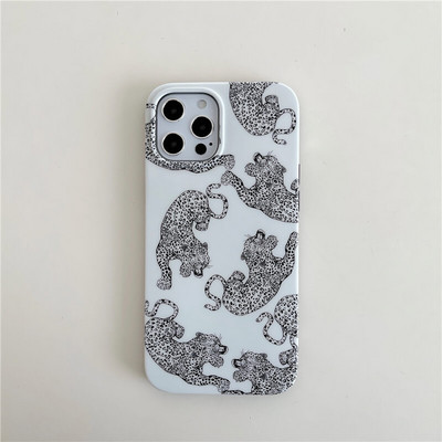 Leopard bijela mat silikonska maska za iphone 12 13 14 Pro Max 8 7 Plus para coque za iphone 11 XR X XS mAX cvjetne maske za telefon