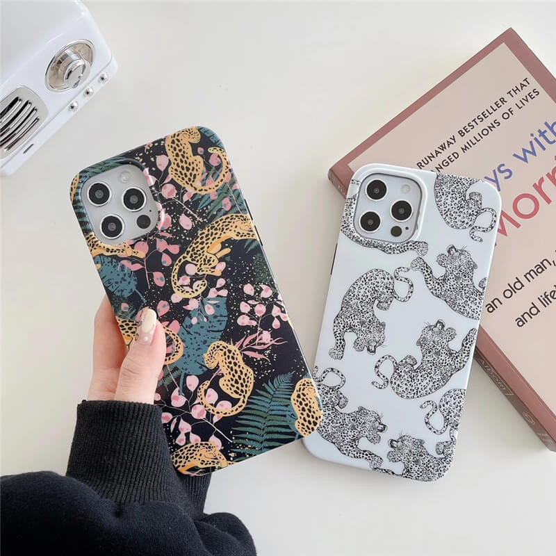 Леопардов бял матиран силиконов калъф за iphone 12 13 14 Pro Max 8 7 Plus para coque за iphone 11 XR X XS mAX калъфи за телефон с цветя