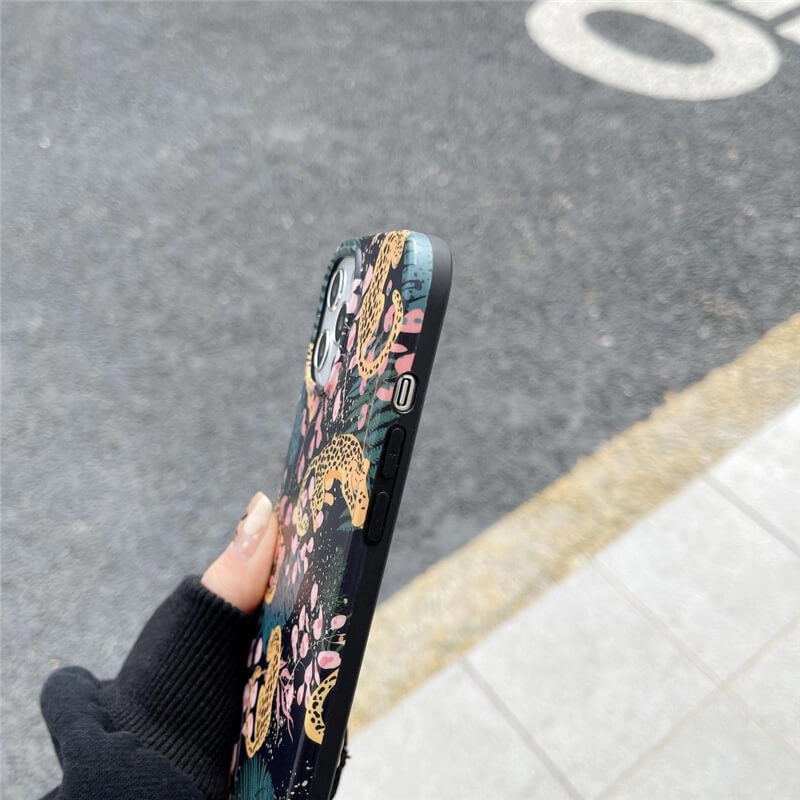 Леопардов бял матиран силиконов калъф за iphone 12 13 14 Pro Max 8 7 Plus para coque за iphone 11 XR X XS mAX калъфи за телефон с цветя