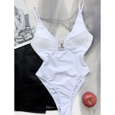 Nou Sexy 5 culori Gât în U cu tăietură înaltă Costum de baie pentru femei Costumul de baie dintr-o bucată pentru femeie Monokini Costum de baie pentru baie V3201