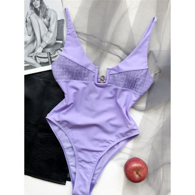 Nou Sexy 5 culori Gât în U cu tăietură înaltă Costum de baie pentru femei Costumul de baie dintr-o bucată pentru femeie Monokini Costum de baie pentru baie V3201