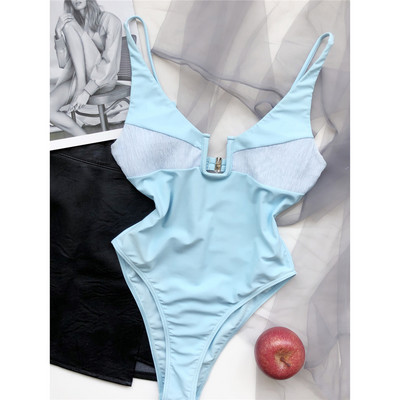 Nou Sexy 5 culori Gât în U cu tăietură înaltă Costum de baie pentru femei Costumul de baie dintr-o bucată pentru femeie Monokini Costum de baie pentru baie V3201