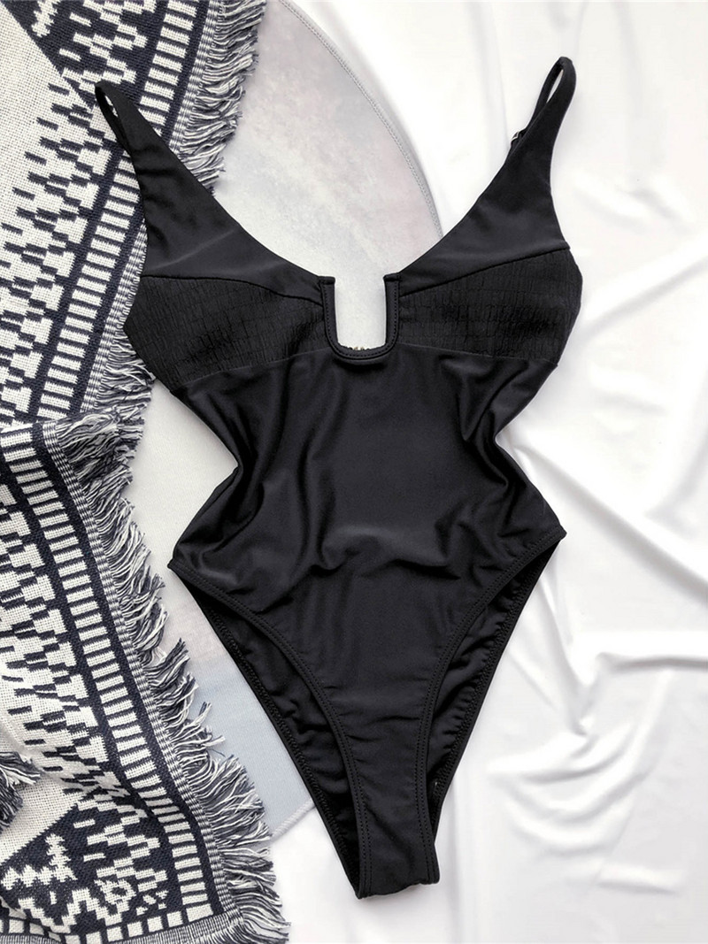 Nou Sexy 5 culori Gât în U cu tăietură înaltă Costum de baie pentru femei Costumul de baie dintr-o bucată pentru femeie Monokini Costum de baie pentru baie V3201