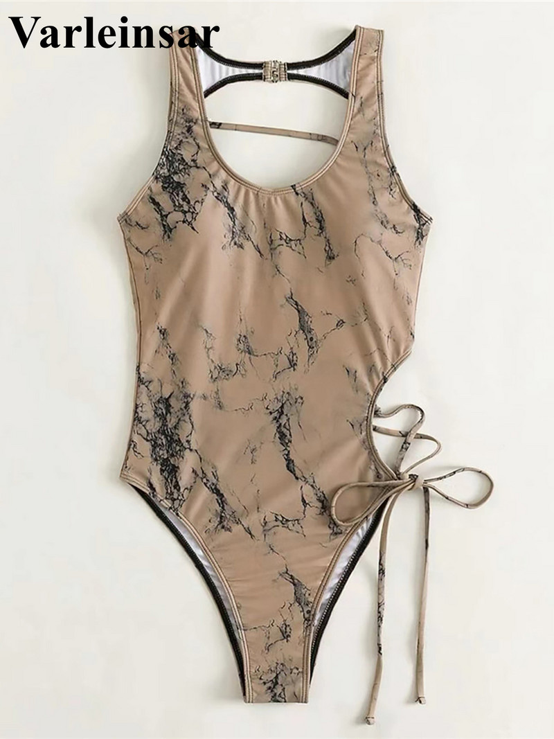 5 színű aszimmetrikus, fűzős, nyomott női fürdőruha egyrészes női fürdőruha, magas lábra vágott virágos fürdőruha úszó V4151