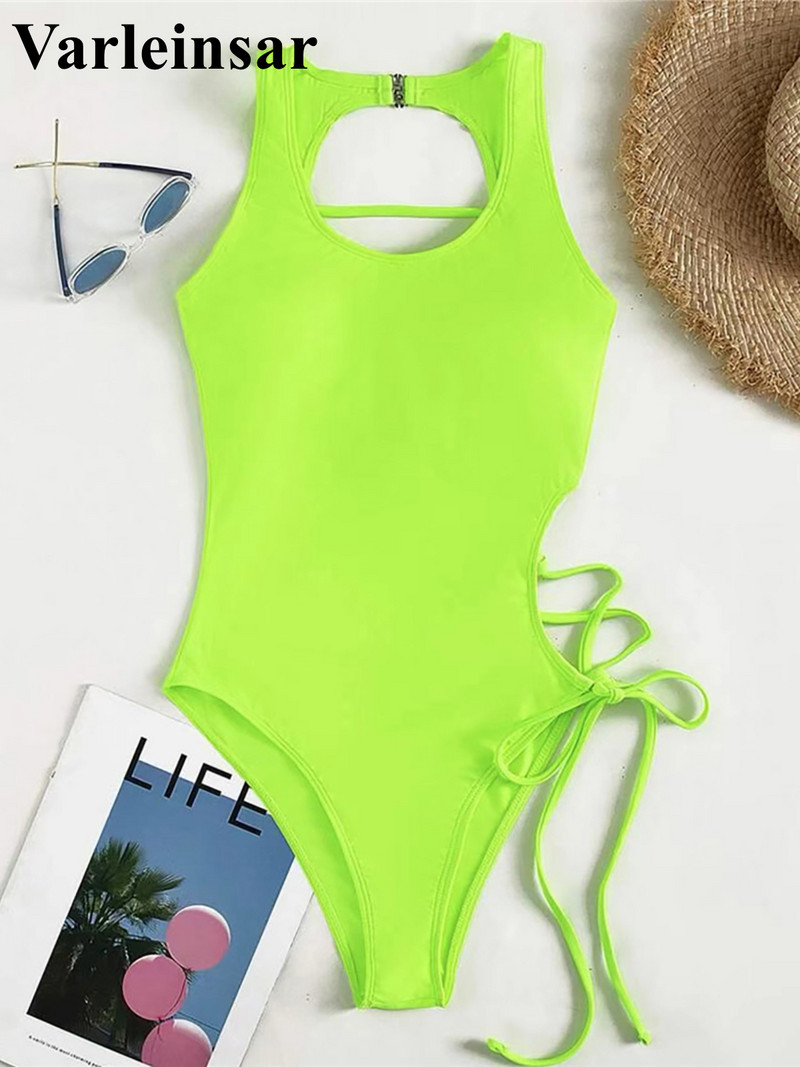 5 színű aszimmetrikus, fűzős, nyomott női fürdőruha egyrészes női fürdőruha, magas lábra vágott virágos fürdőruha úszó V4151