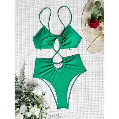 Sexy Cut Out ζαρωμένο κορδόνι Γυναικεία μαγιό One Piece Γυναικείο μαγιό εξώπλατο Scrunch Butt Bather Swim Lady V3916