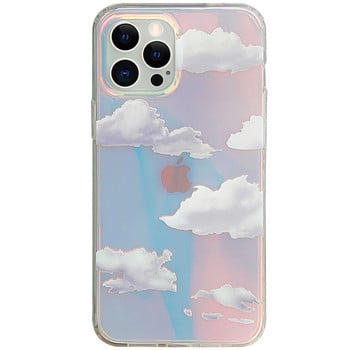 Για iPhone 13 Pro Max Διάφανη θήκη τηλεφώνου Laser Clouds για iPhone 12 11 Pro X XR XS Max SE2020 7 8 Plus Πίσω κάλυμμα αντικραδασμικής