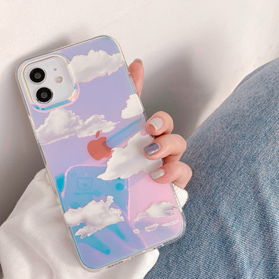 Pentru iPhone 13 Pro Max Husă de telefon transparentă cu nori laser pentru iPhone 12 11 Pro X XR XS Max SE2020 7 8 Plus Husă din spate rezistentă la șocuri