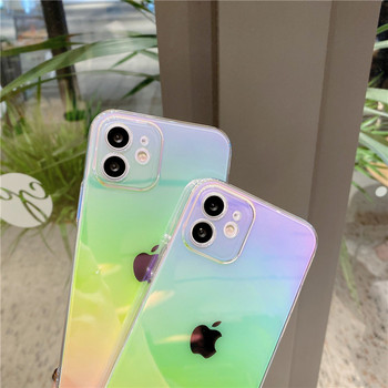 Θήκη τηλεφώνου Rainbow Gradient Laser για iPhone 14 13 12 11 Pro X XR XS Max 7 8 Plus Mini SE Διαφανές πίσω κάλυμμα σκληρού υπολογιστή Aurora