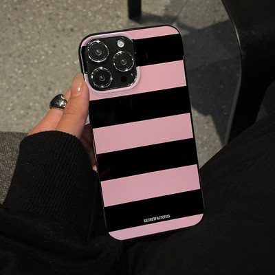 Калъф за телефон INS с розово райе за iPhone 14 13 12 11 Pro Max Mini XS X XR 7 8 Plus SE 2022 Мек силиконов защитно покритие за броня