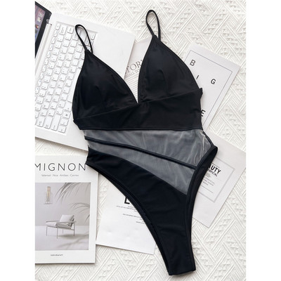 Sexy Mesh Sheer Splicing V λαιμόκοψη Γυναικεία μαγιό One Piece Γυναικείο μαγιό Monokini με επένδυση μαγιό Swim V3636
