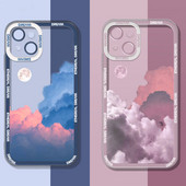 Ретро INS Sunset Sky Clouds Moon Pattern Case за iPhone 13 12 11 Pro Max XR X XS 7 8 Plus SE2020 14 Удароустойчиво меко прозрачно покритие