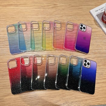 Πολυτελής επένδυση Gradient Glitter Bling Θήκη για iPhone 11 12 13 14 Pro Max 13 Pro 14 Plus 11 12 Διαφανές μαλακό κάλυμμα αντικραδασμικό