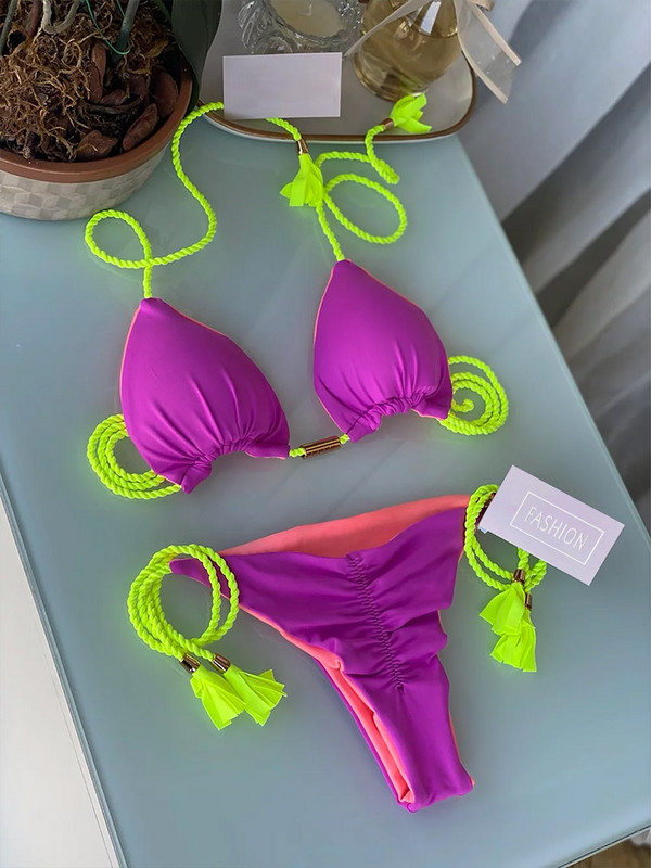 ZRTAK Komplet bikinija 2022. Kupaći kostimi Kupaći kostim Ženski seksi kupaći kostimi Dvodijelni bikini Trokutasti zavoj Brazilski bikini Odjeća za plažu