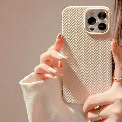 Μόδα θήκη υφής μονόχρωμη υφή για iPhone 14 13 12 11 Pro Max X XS XR 7 8 Plus SE 2022 Απαλό κάλυμμα σιλικόνης, αντικραδασμικό