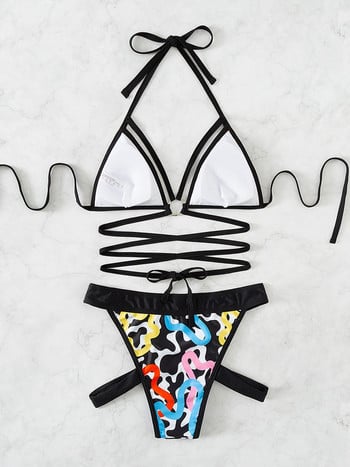 ZRTAK Print Bikinis Sexy Swimsuit 2023 Μαγιό Γυναικεία Σετ μπικίνι Τρίγωνο Beachwear Μπαντζέ Μαγιό Micro Thong Biquinis