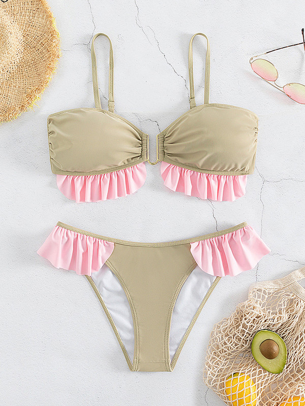 ZRTAK Patchwork Μαγιό Γυναικεία Μπικίνι Push Up Μαγιό 2023 Σέξι Σετ μπικίνι Στερεά μπικίνια Επίδεσμοι Παραλία Νέα