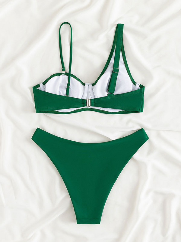 ZRTAK Push Up Bikinis Solid Swimsuit Γυναικεία μαγιό 2023 Biquinis Σέξι Σετ μπικίνι Mujer Μαγιό Καλοκαιρινά ρούχα παραλίας Πράσινο