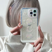Θήκη τηλεφώνου INS Dream Planet Λευκή βάση στήριξης για iPhone 13 12 11 Pro Max 13 Pro 14 Plus Κρυφή βάση Διαφανές κάλυμμα αντικραδασμικής