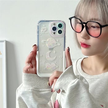 Калъф за телефон INS Dream Planet White Bracket Holder за iPhone 13 12 11 Pro Max 13 Pro 14 Plus Скрита стойка Прозрачен удароустойчив капак