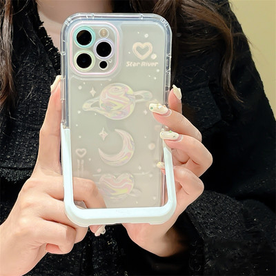 Θήκη τηλεφώνου INS Dream Planet Λευκή βάση στήριξης για iPhone 13 12 11 Pro Max 13 Pro 14 Plus Κρυφή βάση Διαφανές κάλυμμα αντικραδασμικής