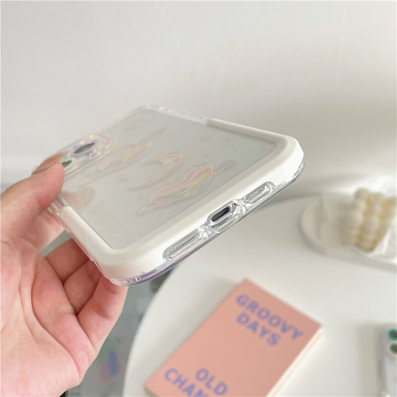 INS Dream Planet White Bracket Laikiklio telefono dėklas skirtas iPhone 13 12 11 Pro Max 13 Pro 14 Plus Paslėptas stovas skaidrus smūgiams atsparus dangtelis