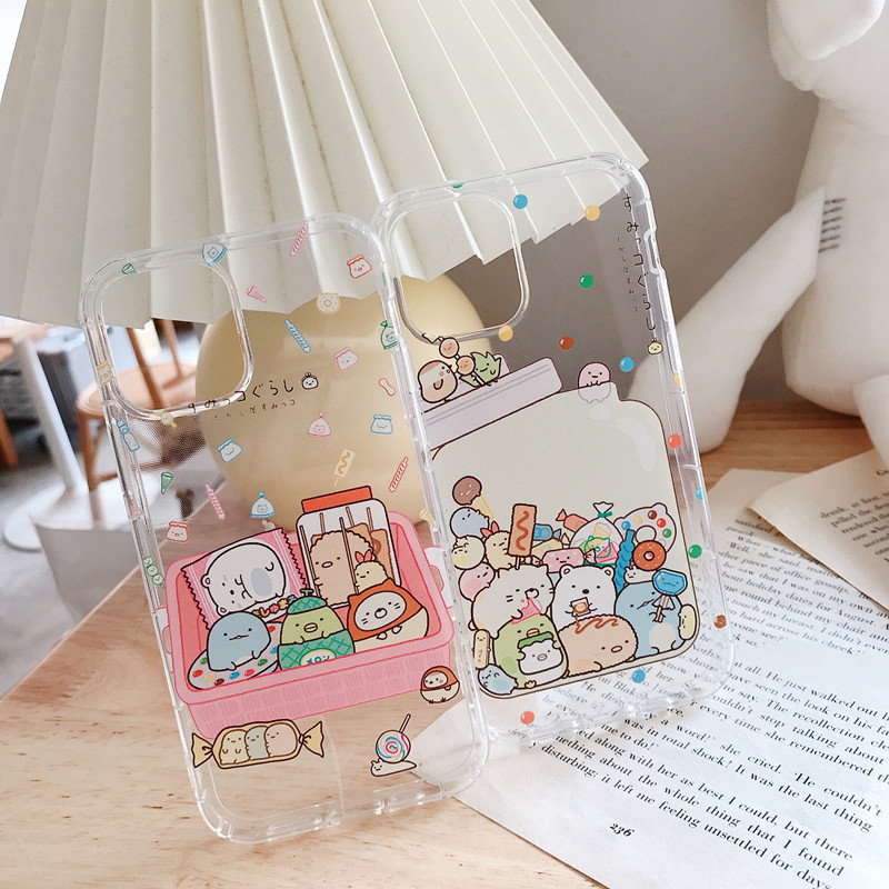 Japonijos anime sumikko gurashi telefono dėklas, skirtas iPhone 14 14Pro 13 12 11 Pro XS Max X XR 7 8 Plus mielas animacinių filmų dėklas minkštas skaidrus dangtelis