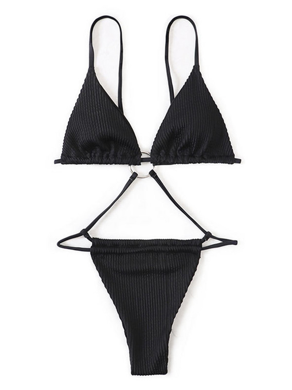 Zrtak Neonski bikiniji Seksi kupaći kostim Ženski kupaći kostimi 2022. Rebrasta odjeća za plažu Jednobojni kupaći kostim Mikro tange Bikini kompleti Prsten