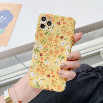 Сладък калъф за телефон с цветя в корейски стил за Iphone 14 13 12 11 Pro Max X XSmax XR 7 Plus Мек TPU розов жълт матов заден капак с цветя